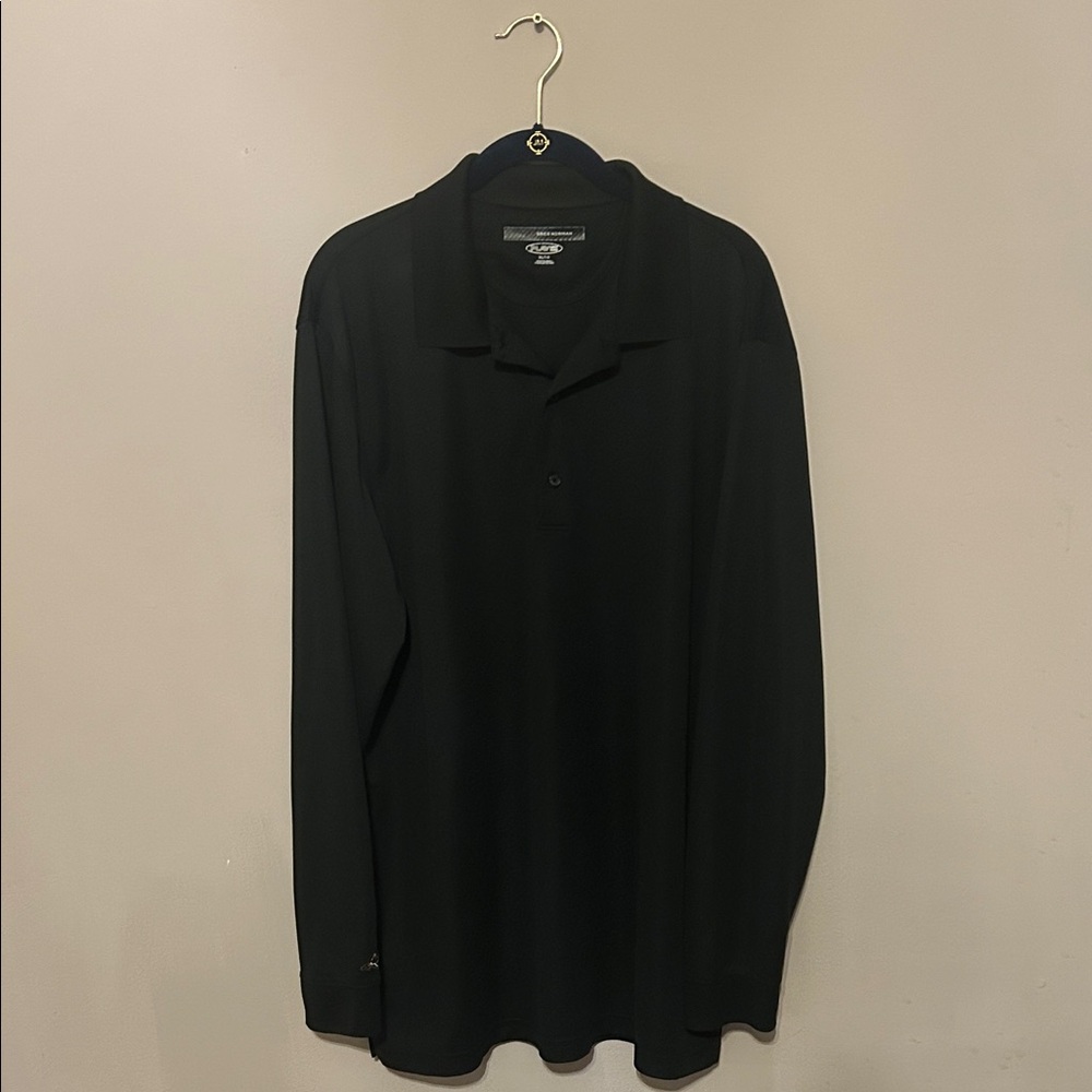 Greg Norman Collection Black Long Sleeve Polo